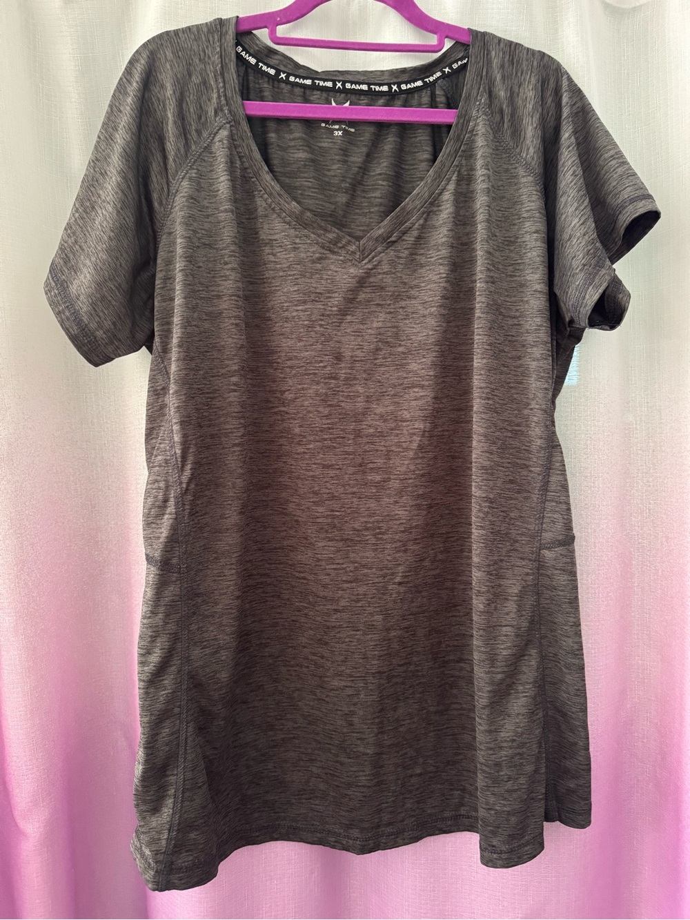 Game Time Women's Heather Gray V-Neck Active Tee